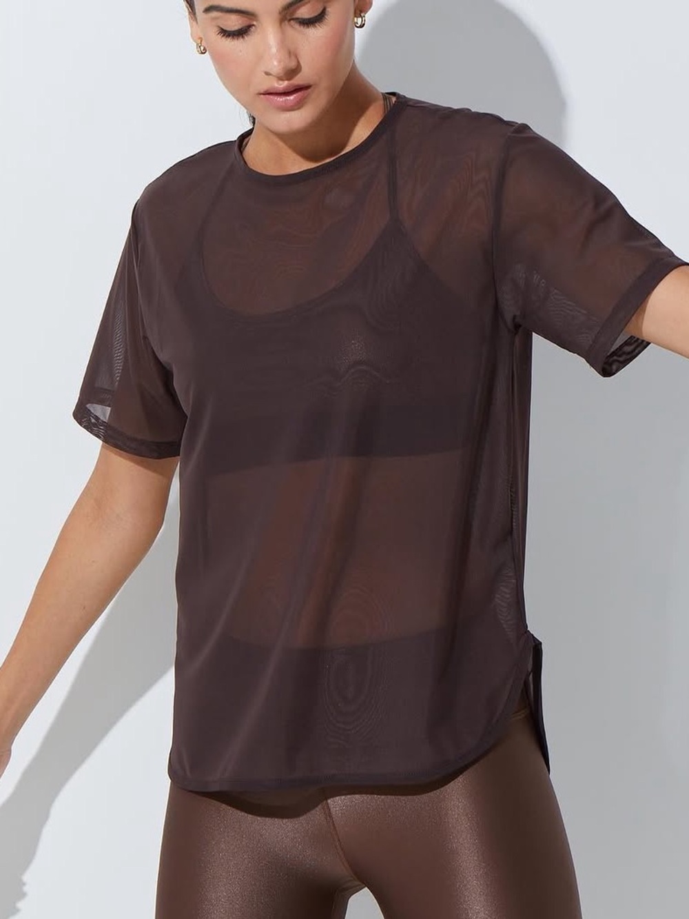 NWOT Noli Mesh Flow Tee - Cafe, size S
